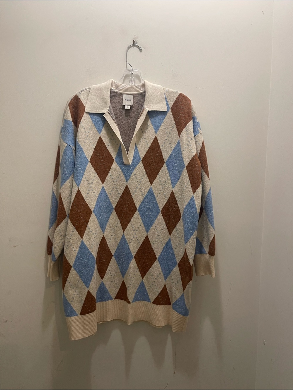 Maeve Oversized Argyle Sweater Dress